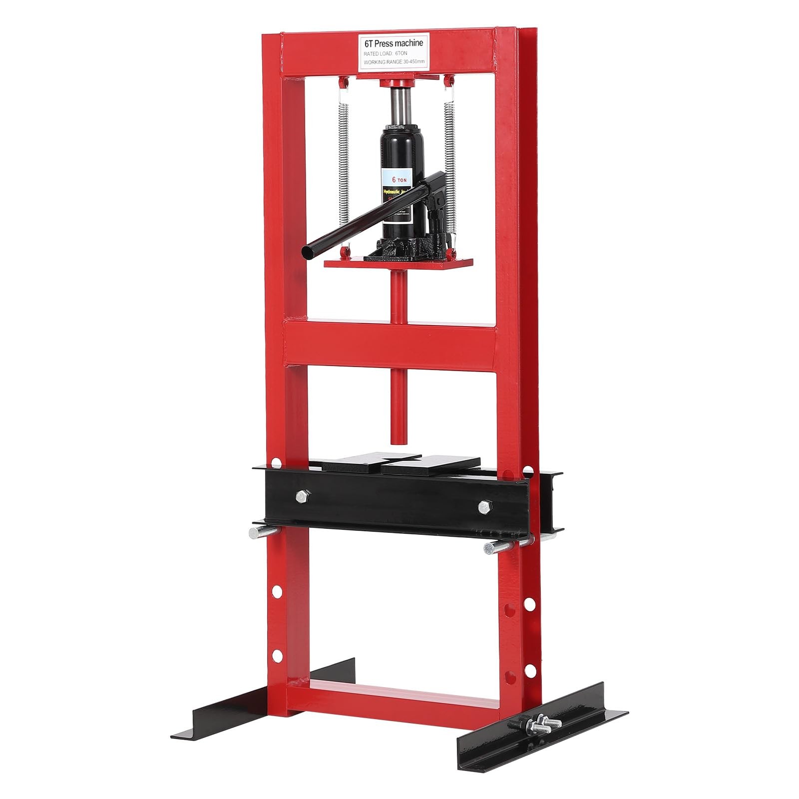 Hydraulic Press T Shop Press, Heavy Duty H Frame Garage Adjustable Red 6