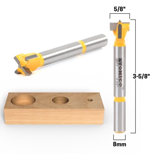 5/8″ Diameter Carbide Forstner Drill Bit – 8mm Shank – Yonico 43012C