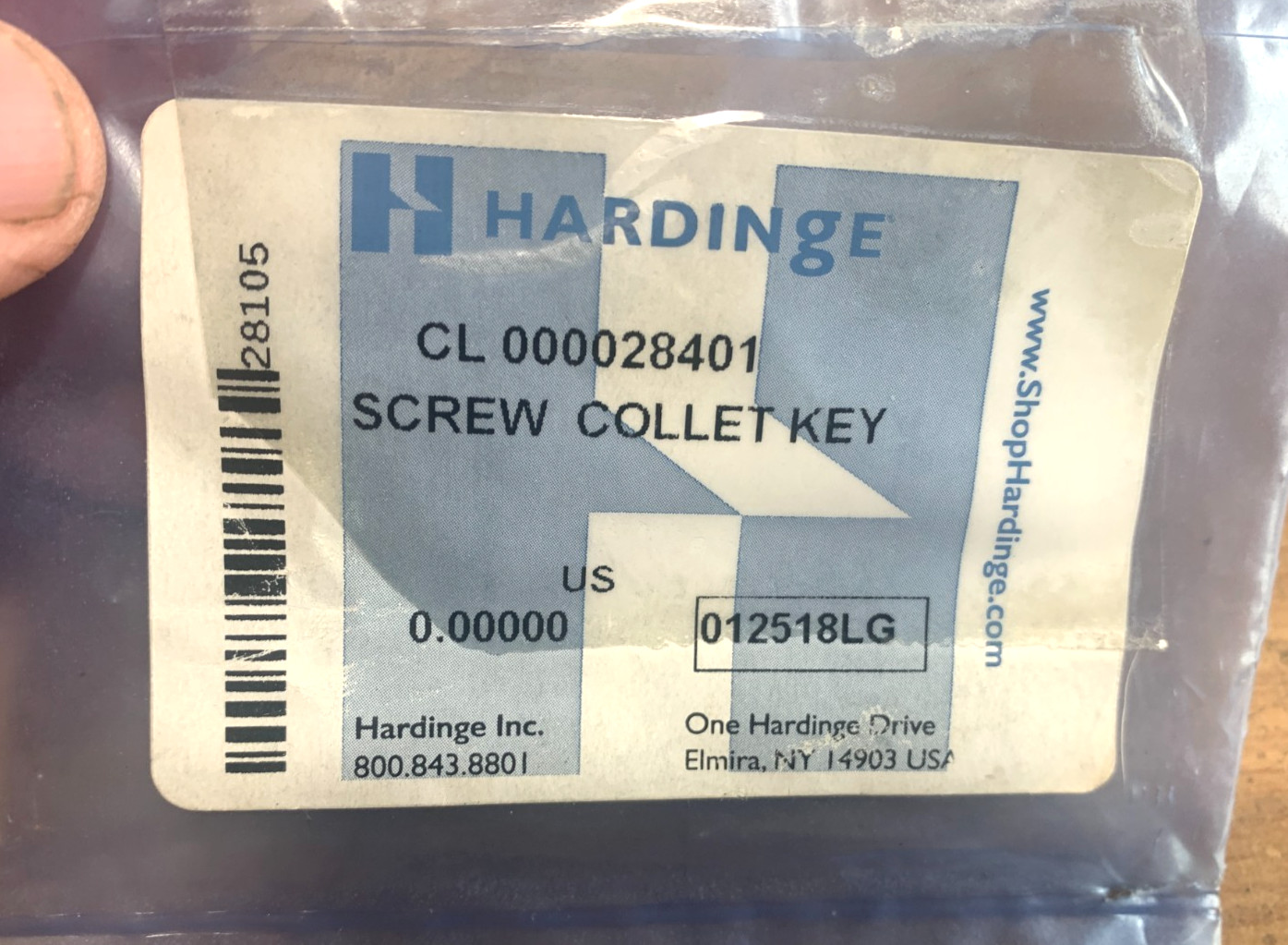 Hardinge CL Collet Key Screw New Surplus CL 000028401