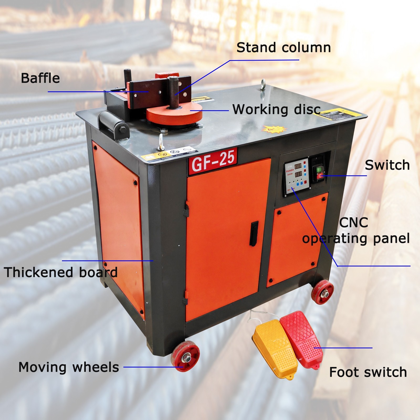 220V Reinforcement Hoop Bending Machine Steel Pipe Rebar Bender 18-22mm Dia