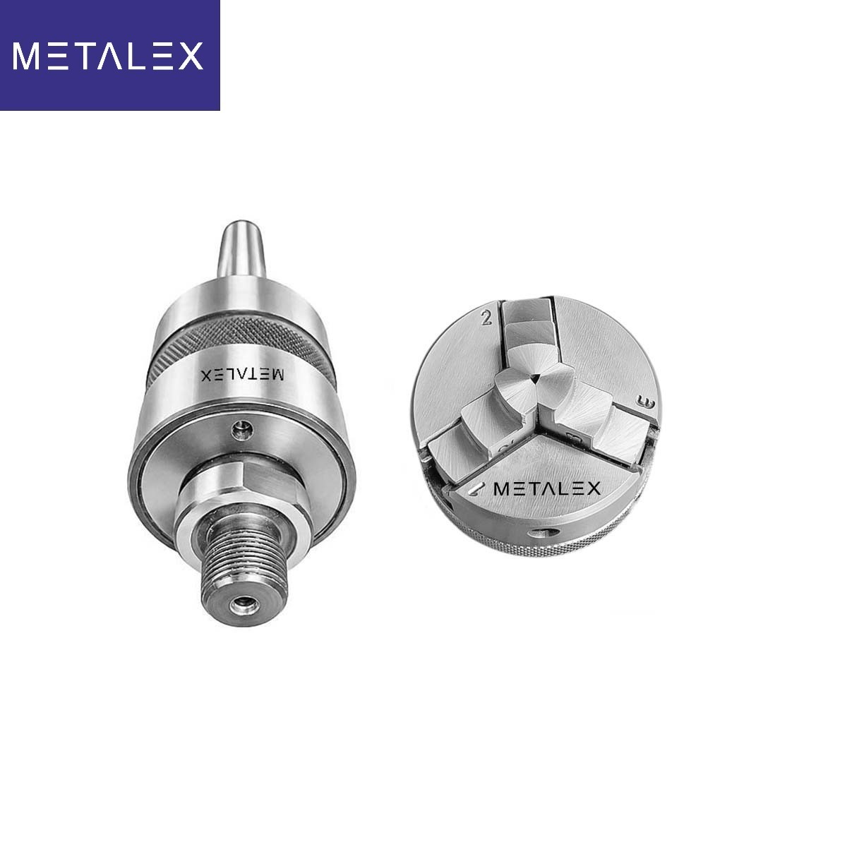 50mm 3 Jaw Self Centering Lathe Chuck MT2 Live Revolving Tailstock Adapter Set