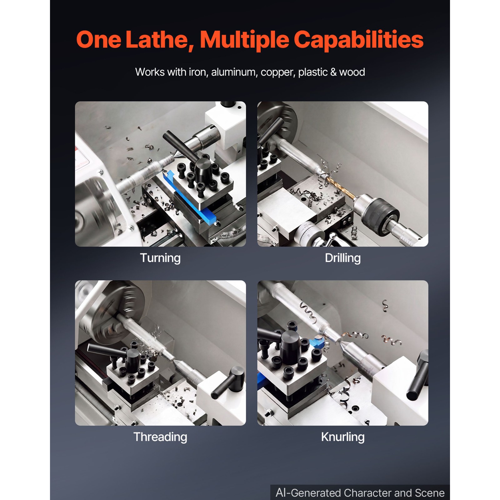 Uimoso 8×16 in Metal Lathe, 650W Benchtop Machine, Variable Speed 0-2500 RPM