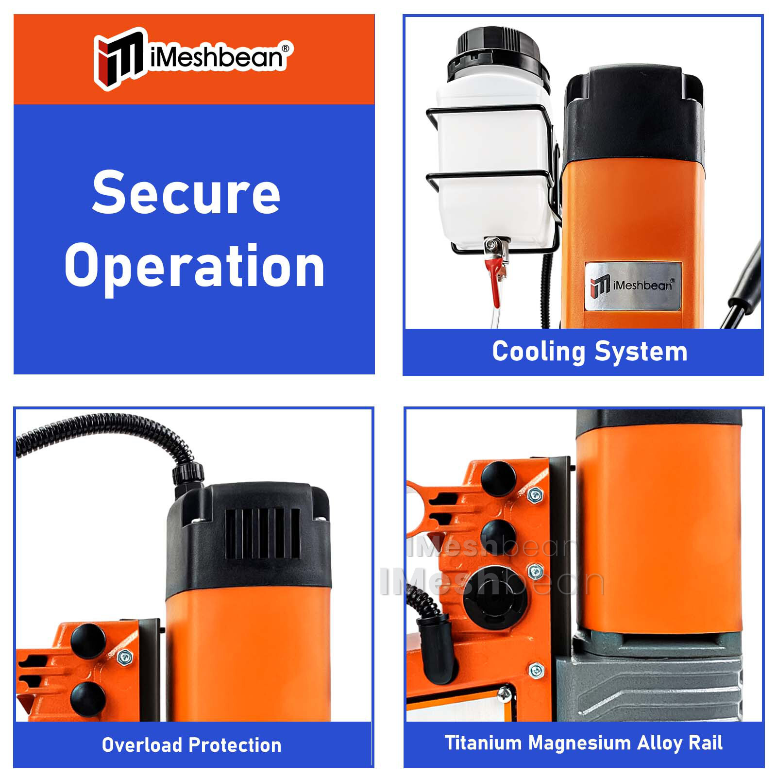 1400W Magnetic Drill 2922lbf/13000N Portable Mag Drill Press 810RPM w/ 6 Drills