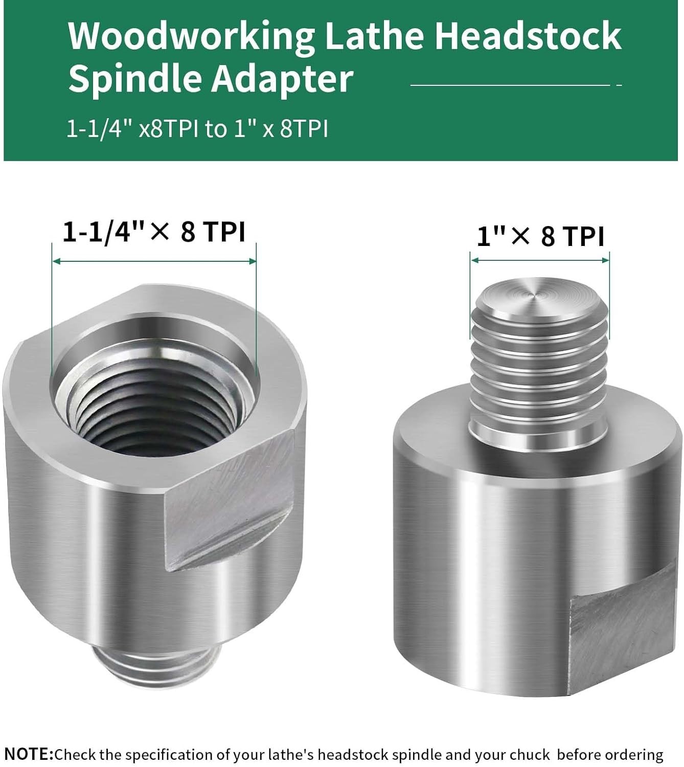 Lathe Spindle Adapter,Lathe Headstock Spindle Adapter,Converts for Woodworkin…