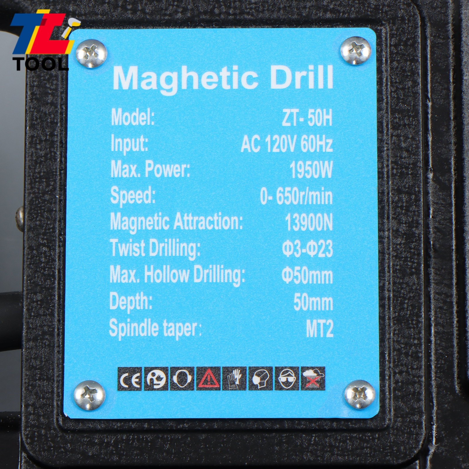 MD50 Magnetic Drill with 11 Drill Bit Stepless Speed Bi-Directional 1950W 13900N