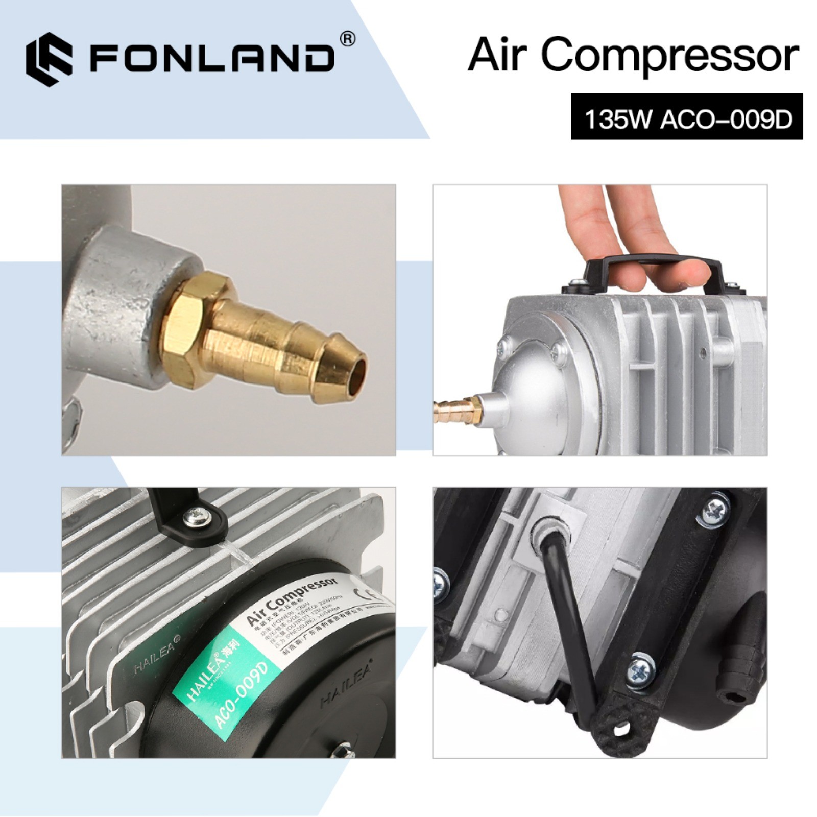 135W ACO-009D 220V/50HZ Air Compressor Air Pump for CO2 Laser Engraving Machine