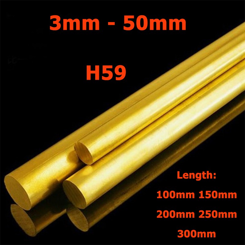 3mm-50mm Dia H59 Brass Round Bar Rod For DIY Handle Length Material 100mm-300mm