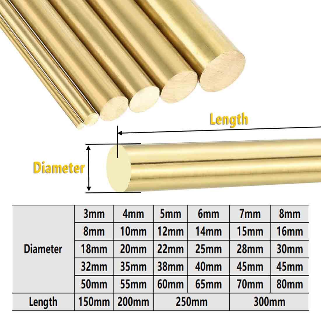 Brass Round Bar Rod H59 Dia 3/5/6/7/8/9/10/12/13/14~120MM Model Making Various