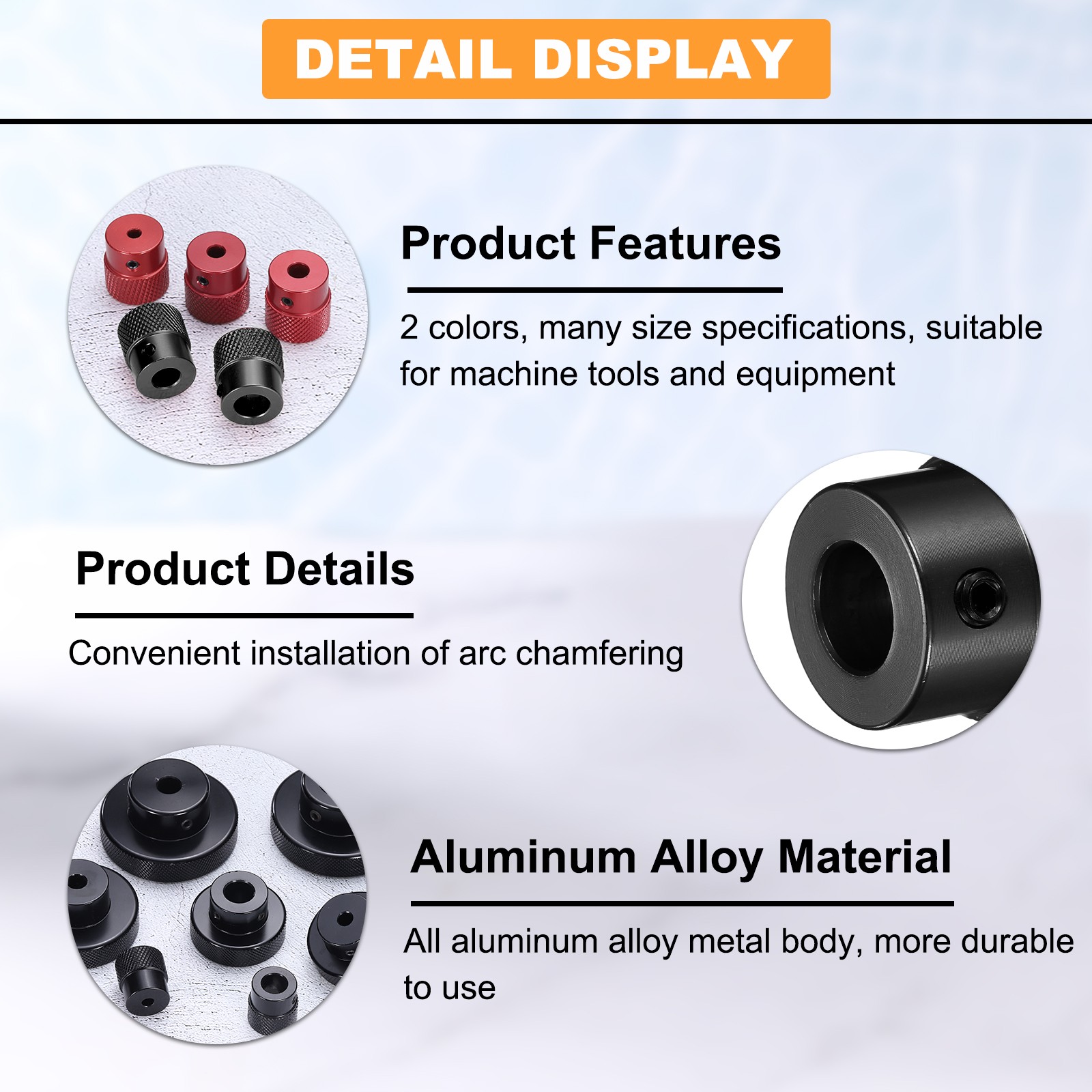 Anodization Aluminum Alloy Handwheel 8mm Bore 20mm OD Knurled Knob, Black
