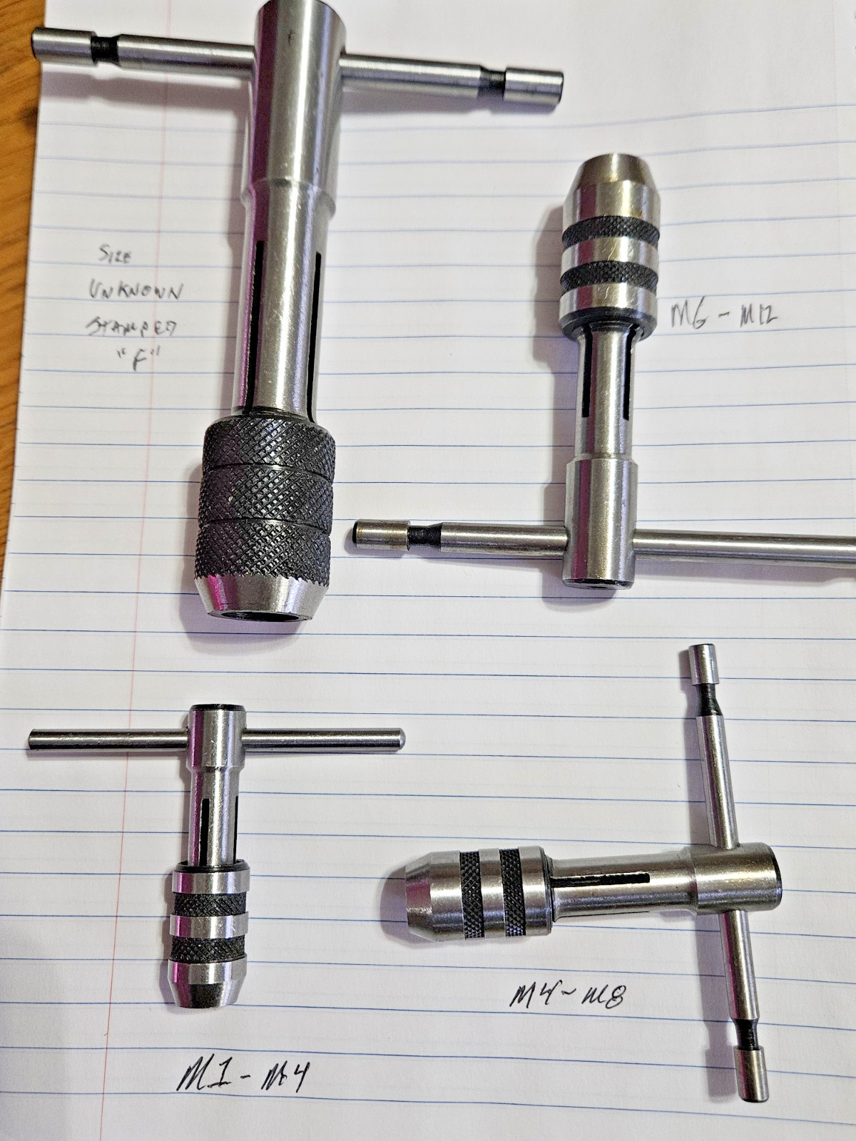 4 Piece Adjustable T-Handle Tap Wrench – M1-M4, M4-M8, M6-M12 Sizes + 4th??