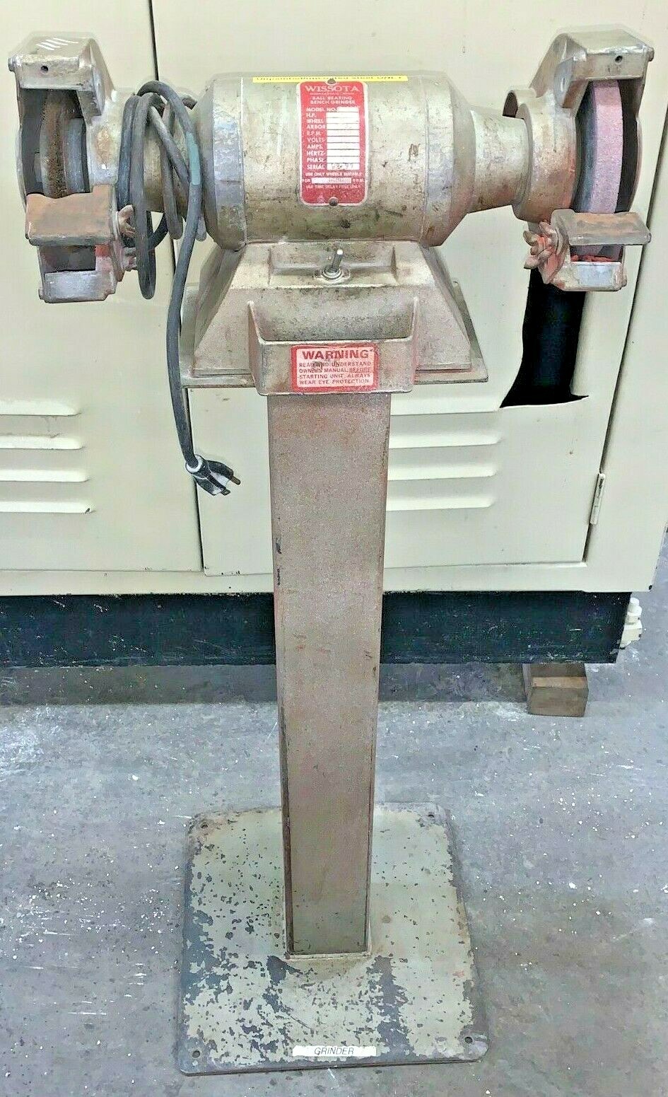WISSOTA BENCH GRINDER, E-33W, 6″ WHEEL, 1/3 HP, 3450 RPM, 115 V, SINGLE PHASE