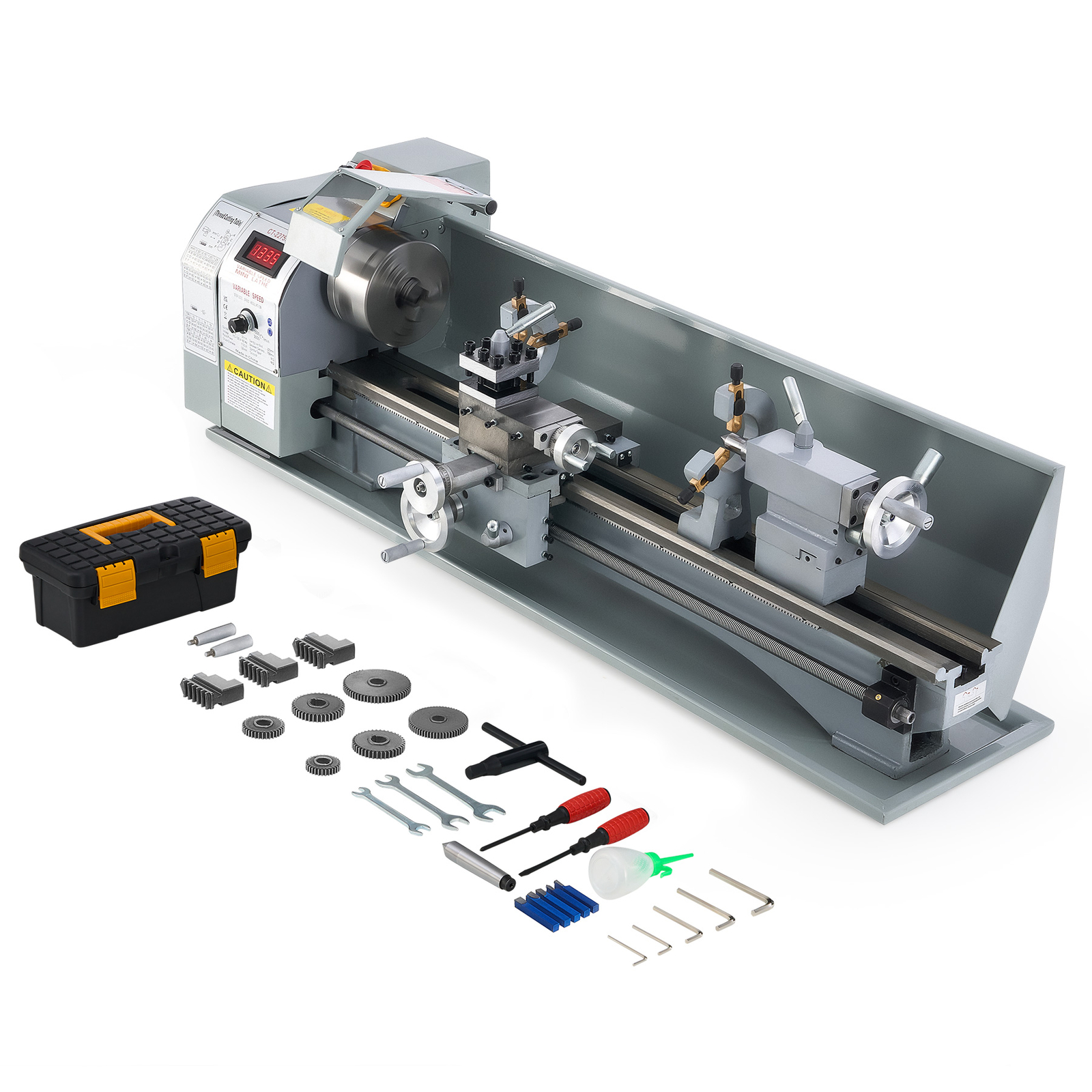 CREWORKS 9×30″ Mini Metal Lathe 1100W DC Motor 3000rpm 3-Jaw Chuck LCD Display