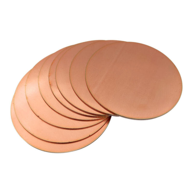Solid Pure Copper Discs Blank Round Plate Metal Sheet Ø10-200mm Thickess 0.5-3mm