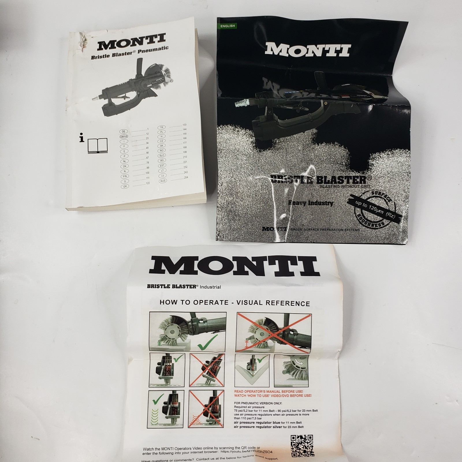 Monti Bristle Blaster Pneumatic Set SP-647-BMC-N 11mm & Carbon Steel Belts
