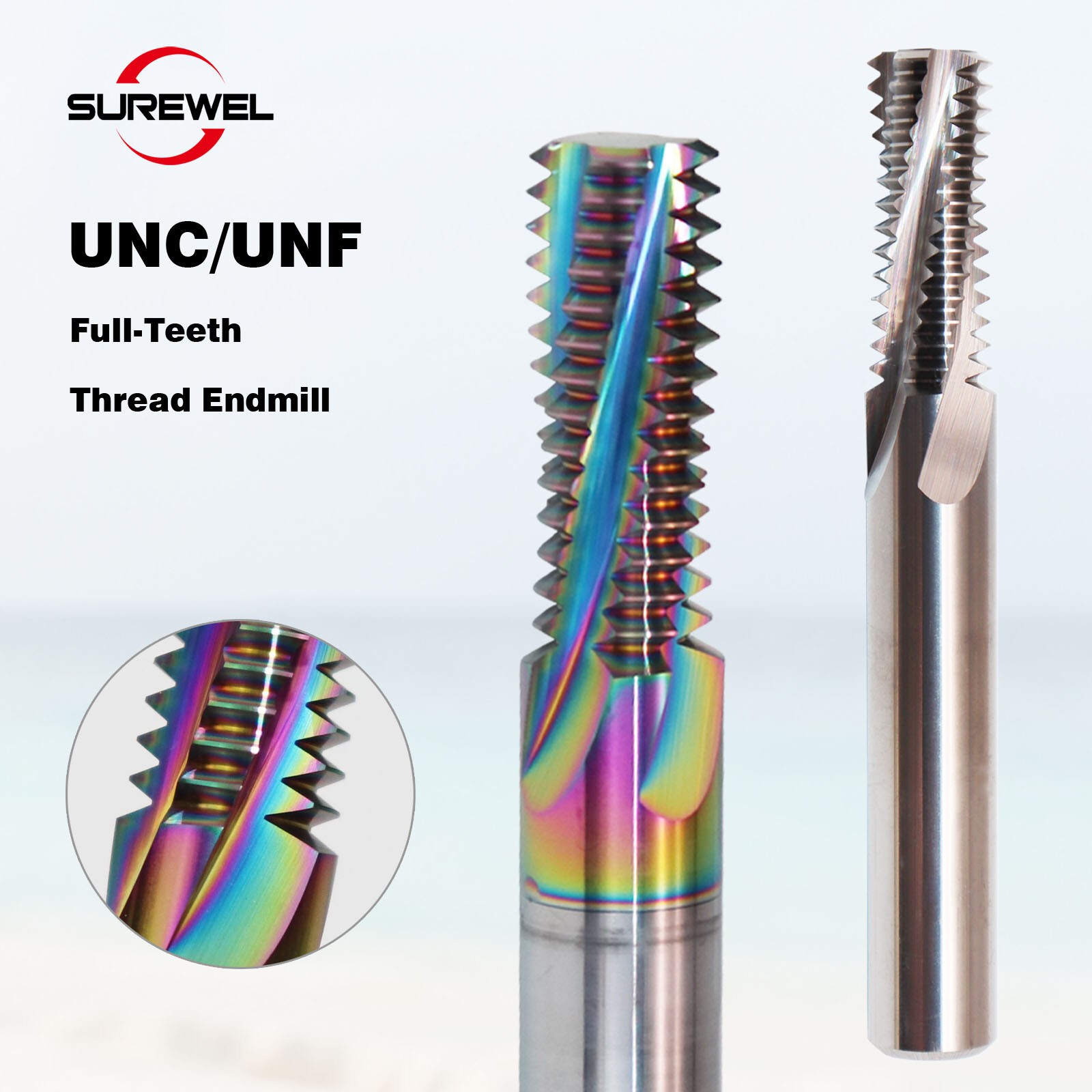 UNC Thread End Mill Carbide Full tooth CNC Boring Threading Cutter Aluminum