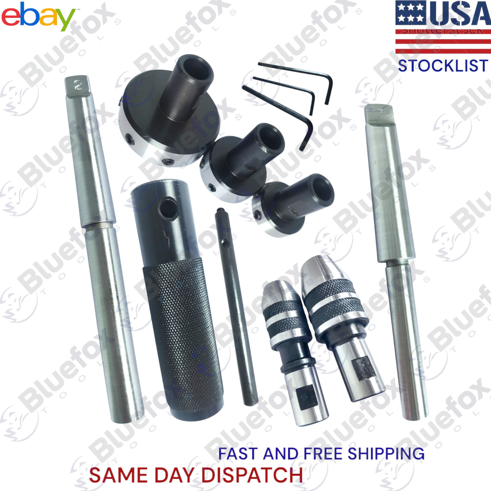 Lathe Tailstock Tap And Die Holder Set 8 Pcs MT2 MT3 Shank Tapping Threading Kit