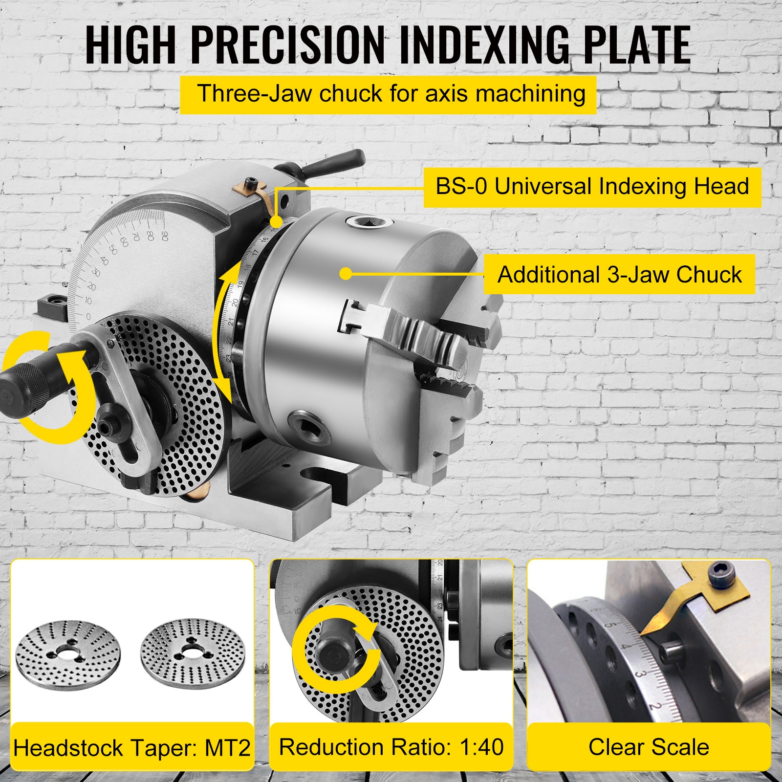 BS-0 Precision Dividing Head With 5″ 3-jaw Chuck STRUCTUAL DURABILITIES NEWEST