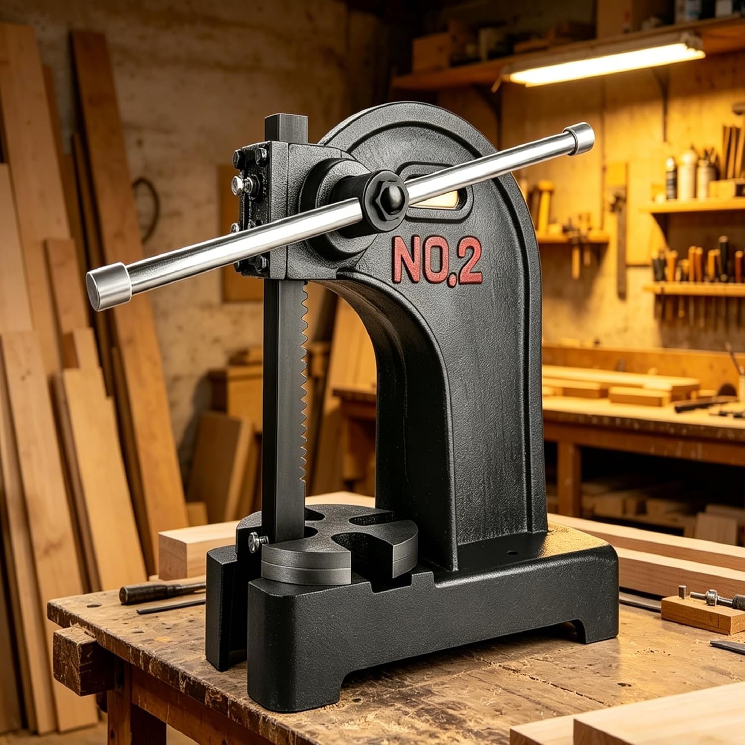 Arbor Press 2 Ton Lever Bench Mountable Bearings Cast Iron Manual Desktop Black
