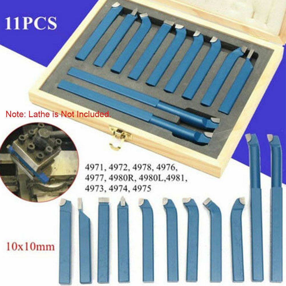 11Pcs 2/5” Carbide Metal Tool Knife Set for Mini Lathe Cutting Turning Tools