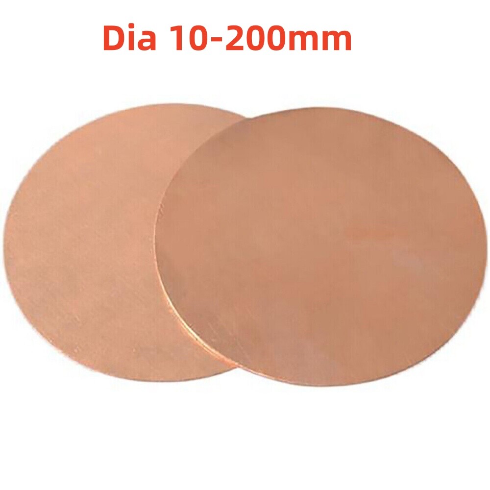 Thick 0.5mm – 4mm T2 Solid Copper Discs Blanks Metal Round Sheets Dia 10-200mm