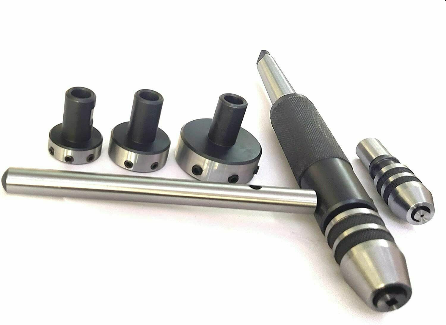 Lathe Tailstock Tap & Die Holder Kit MT3 Shank Threading Tapping Set Wooden Box