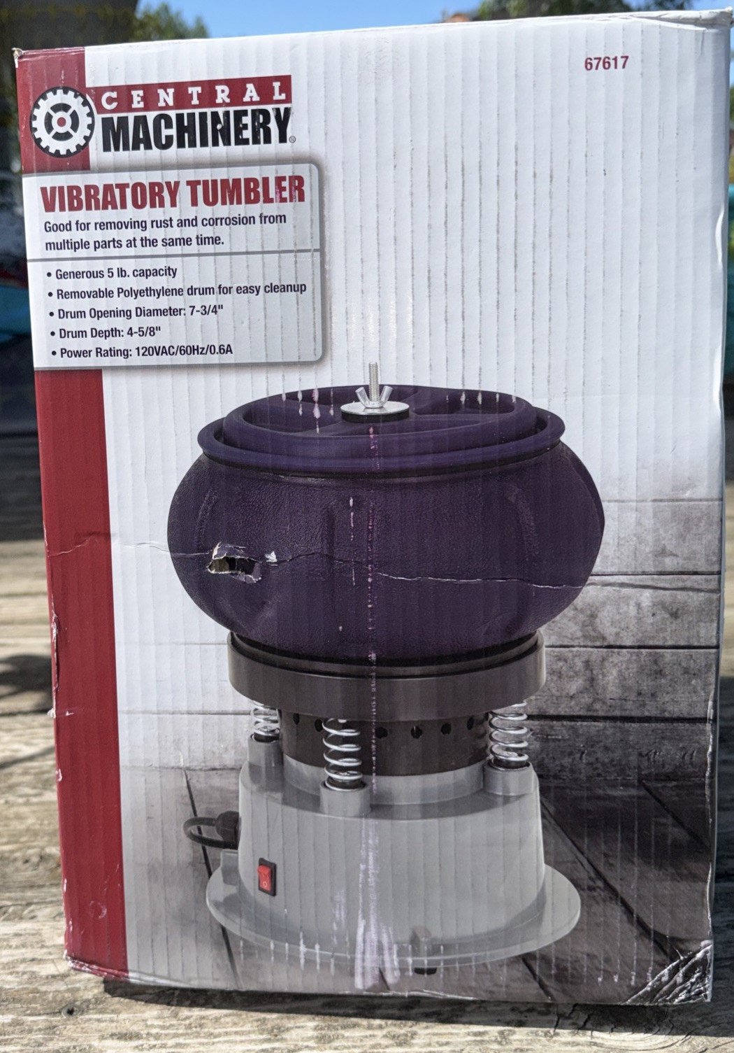 NIB Central Machinery Vibratory Tumbler 5lb Capacity 120 VAC 60 Hz .6A