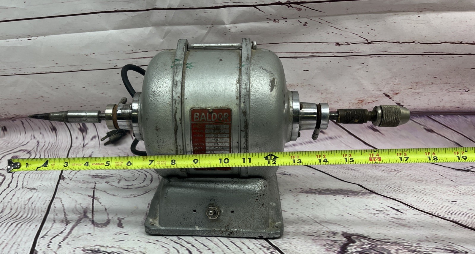 Vintage Baldor Bench Grinder Buffer Model 210, 1/6 HP, 2.2 Amps , 3450 RPM