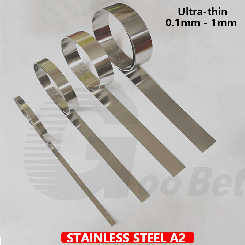 A2 304 Stainless Steel Flat Bar Metal Strip Foil Band Roll Sheet 0.1mm-1mm Thick