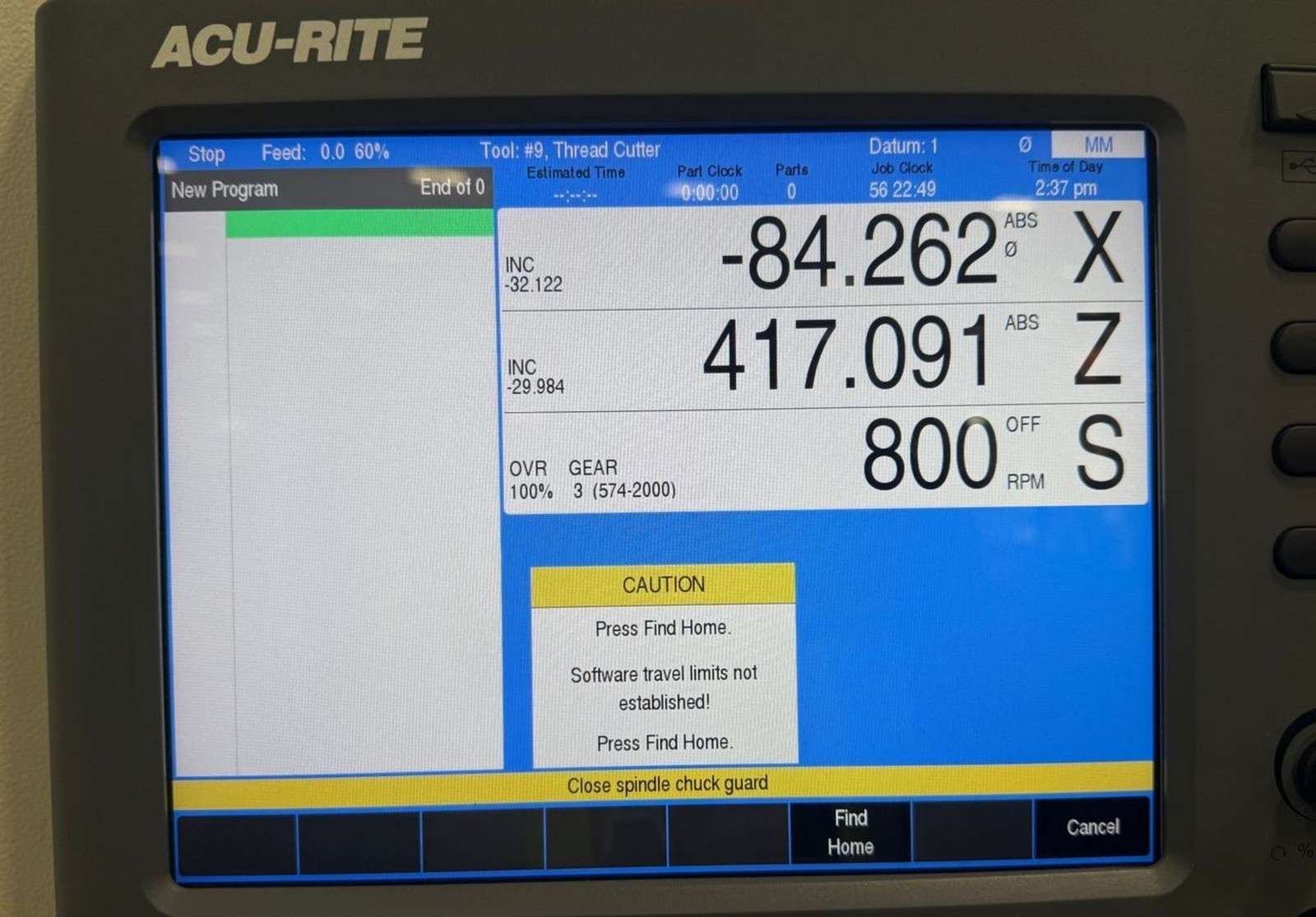 2021 CLAUSING CNC1440PT LATHE w/ACU-RITE TURN POWER CONTROL
