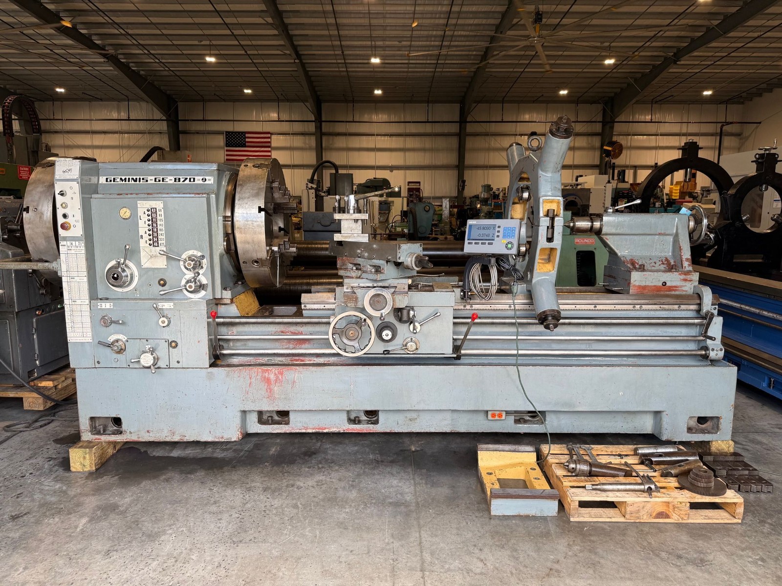 GEMINIS Republic Lagun GE-870 34”/43” x 80”cc Hollow Spindle Lathe #7631