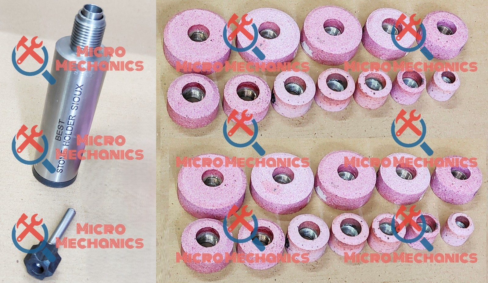 Sioux Valve Seat Pink Grinding Wheels Set 24 Pcs Stone Holder Star Drive 11/16″
