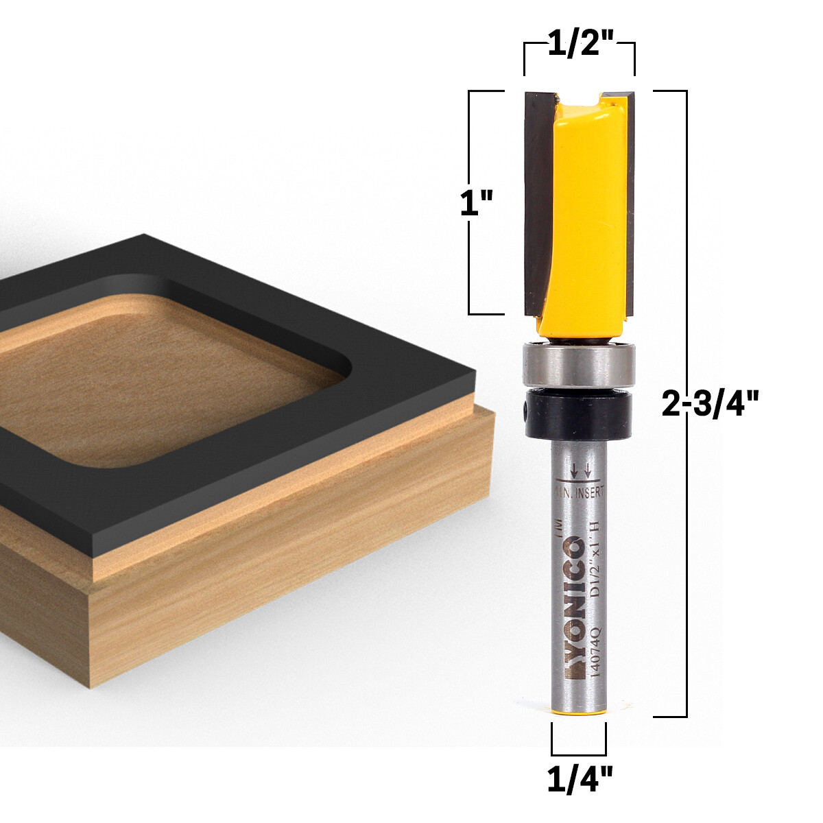 1/2″ Flush Trim Template Router Bit – 1/4″ Shank – Yonico 14074q