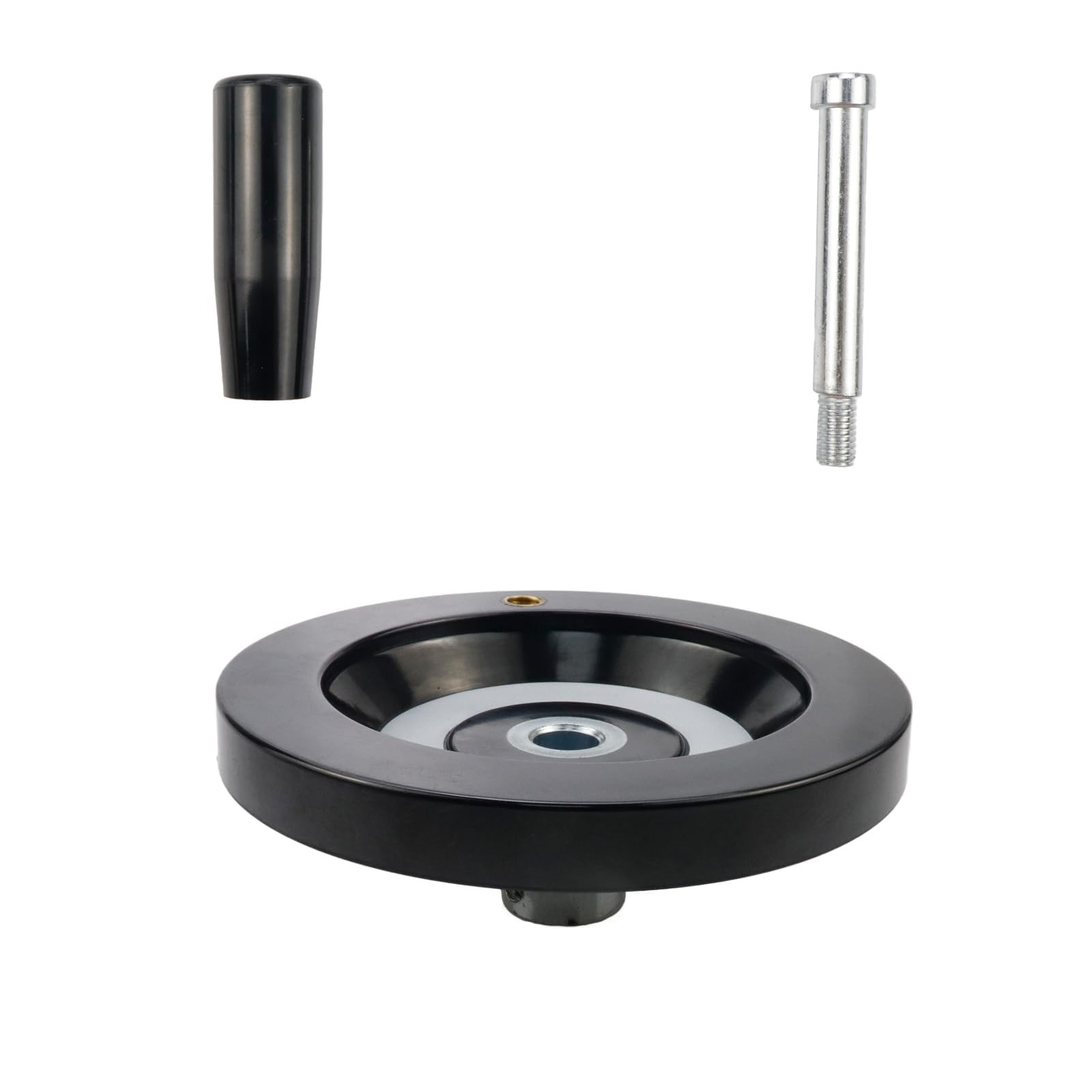 Pastlla 4.92″/ 125mm Black Back Corrugated Hand Wheel with Revolving Handle, …