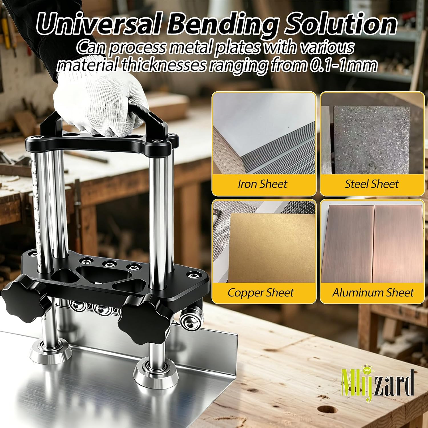 2 Station Sheet Metal Bender Tool, Adjustable 0.27″-7″ Width, 0.1-1.0Mm Thicknes