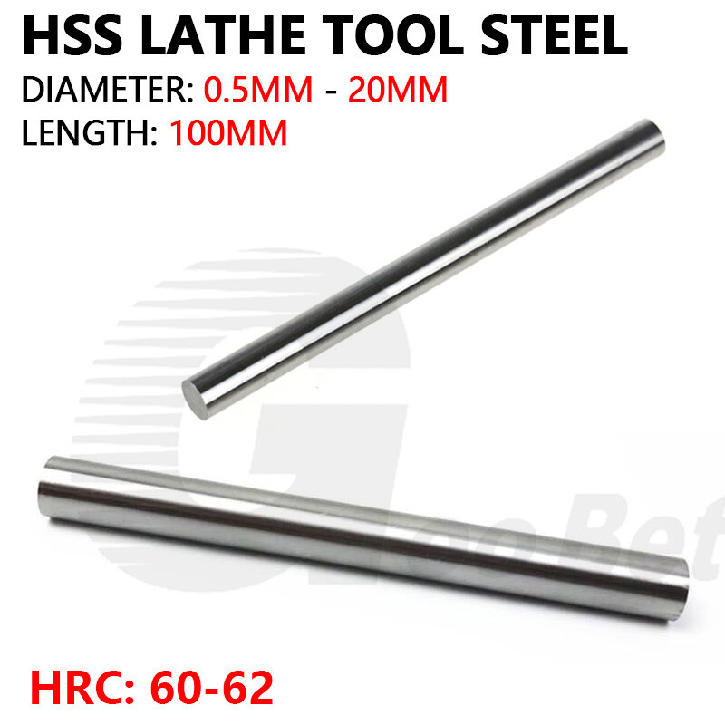 HSS Toolsteel Round Ø 0.5mm-20mm Lathe Tool Steel HRC 60-62 Bar Rod 100mm Length