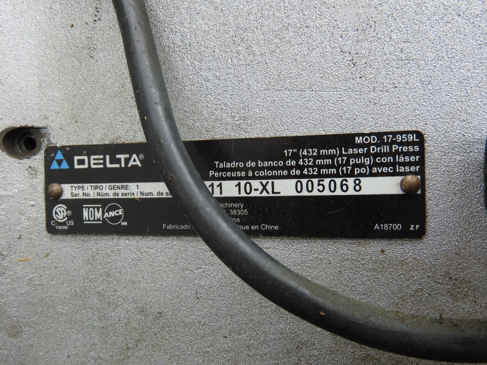 Delta 17-959L Laser Drill Press 17″ Single Phase 120V 3/4Hp 250-2720RPM