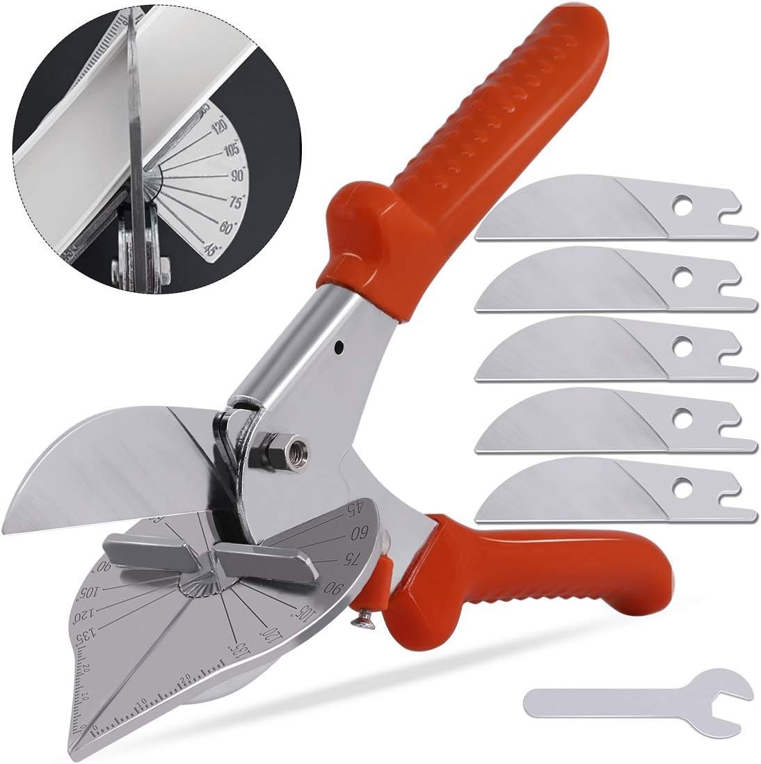 7Pcs Miter Shear Cutter: Angle Adjustable 45-135°, Ideal for Soft Woods