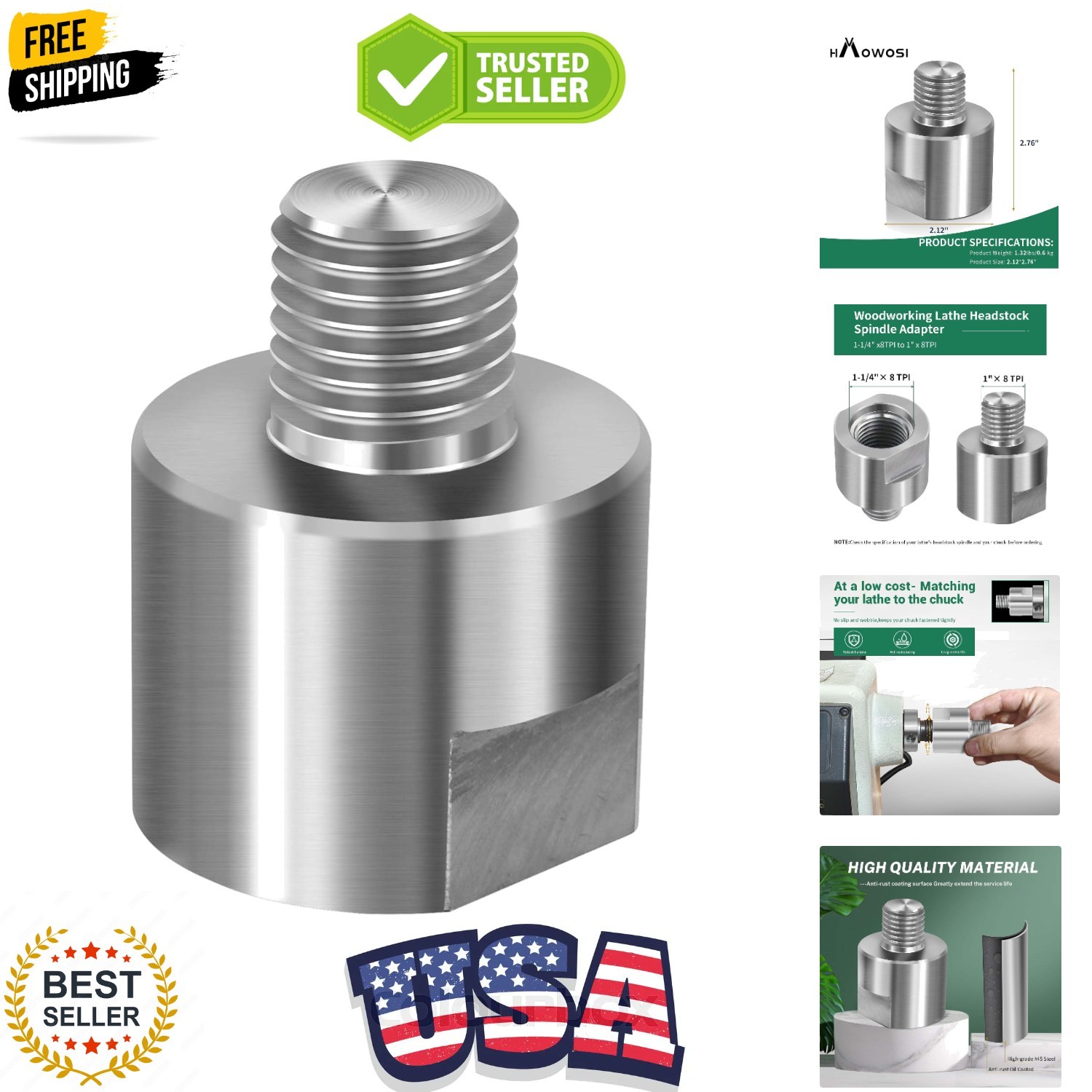 Lathe Spindle Adapter,Lathe Headstock Spindle Adapter,Converts for Woodworkin…