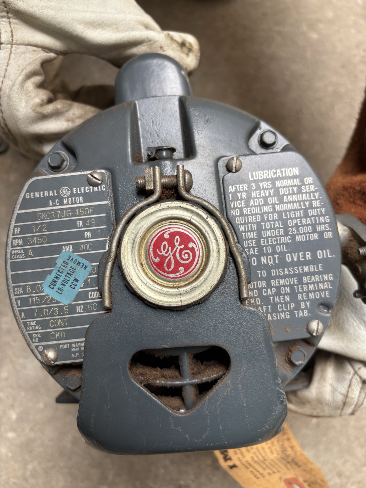 Landis Motor GE A-C Motor 5KC37JG 150F HP 1/2 RPM 3450