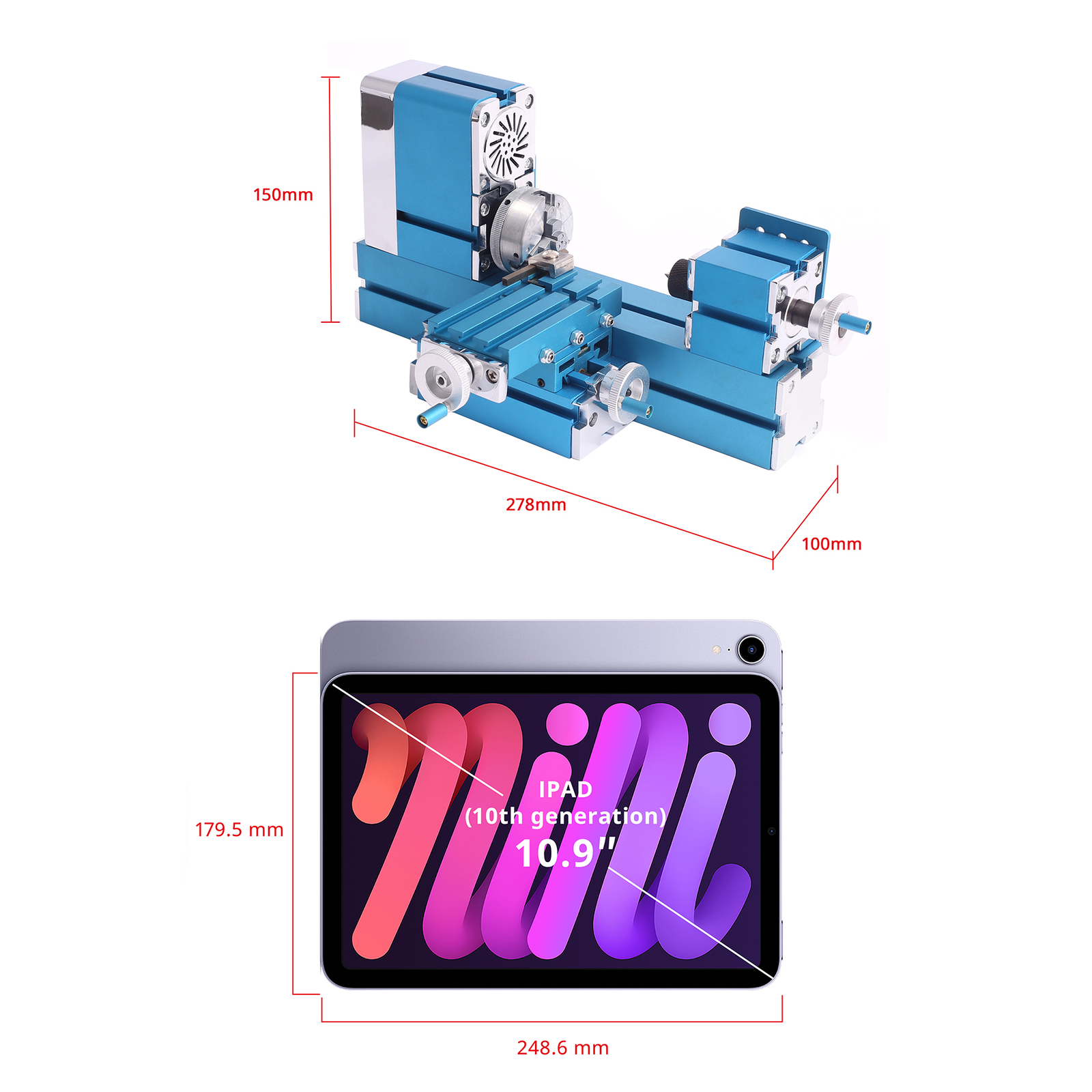 Mini Metal Lathe Machine 36W Motorized Benchtop Lathe for Woodworking Hobby DIY