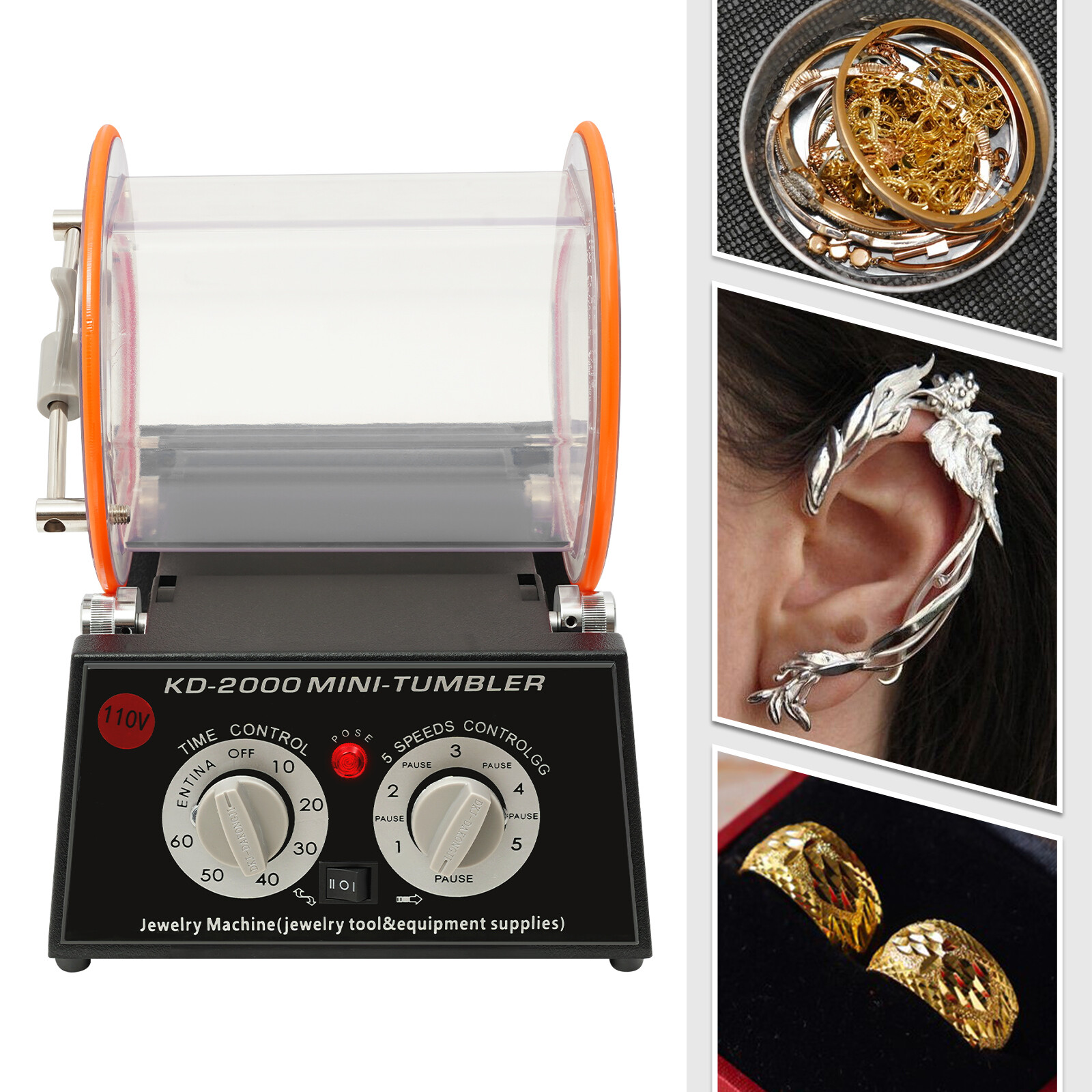 Electric Polisher Polishing Machine Jewelry Polishing Machine 500-3000RPM 5Gear