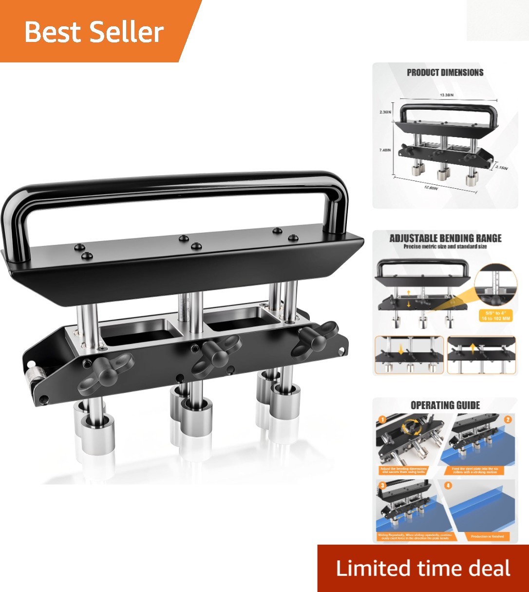 Durable Steel Sheet Metal Bender for Roofers | 0-90° Bending, 5/8″-4″ Widths