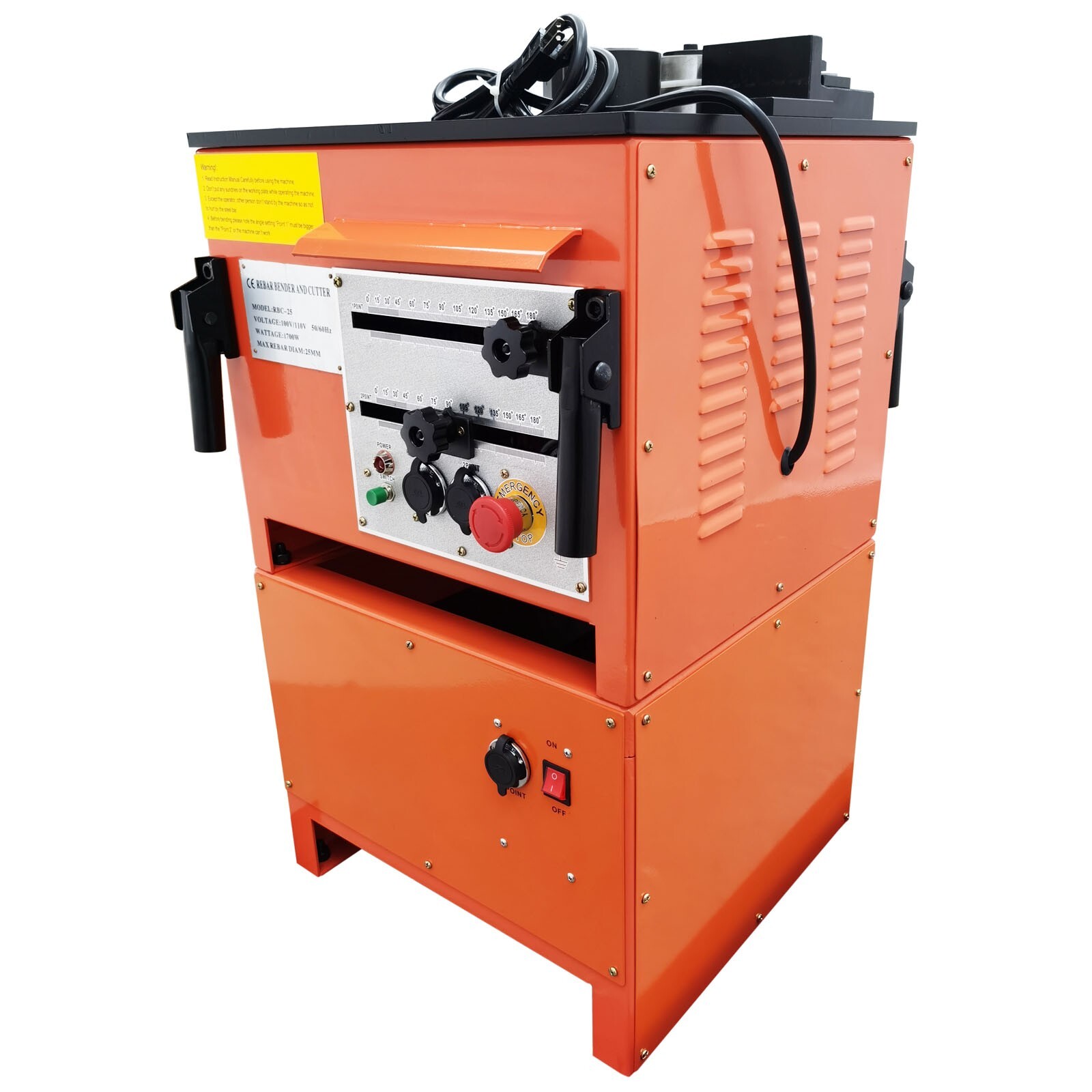 RBC-25 Electric Rebar Bending and Cutting Machine Bench Steel Rod Bender 0-180°