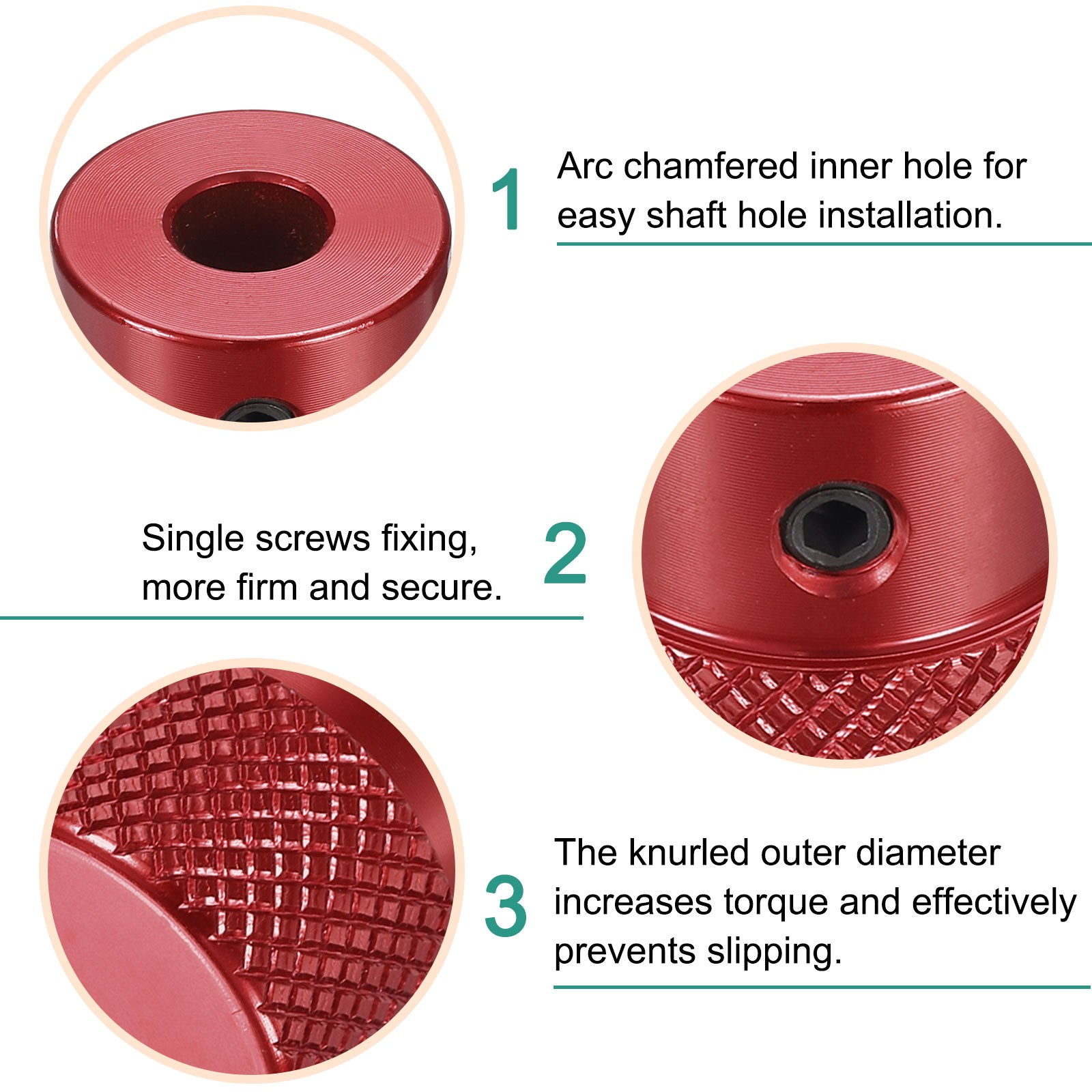 Aluminum Alloy Handwheel 20mm OD 8mm Bore Hand Wheel for Lathe Red