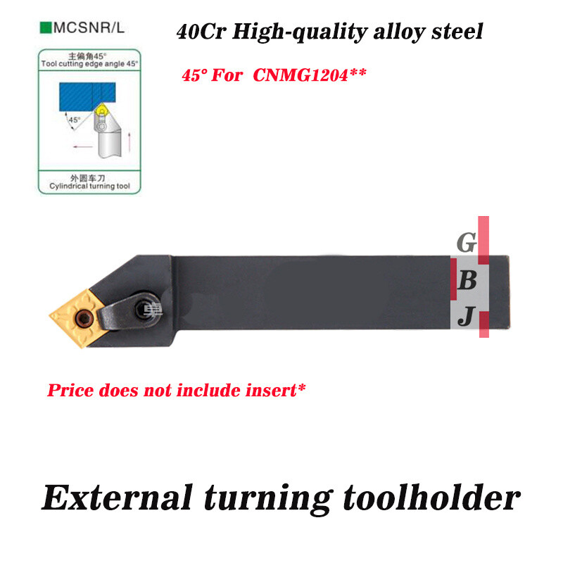 45° MCSNR MCSNL 16 20 25 K12 M12 External turning lathe tool handle For CNMG1204