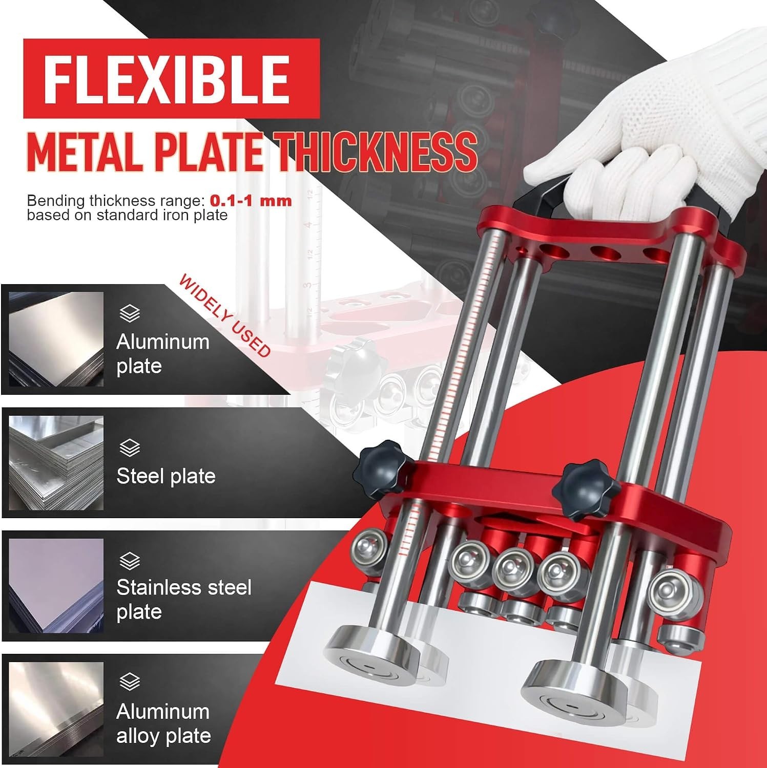 2 Station Sheet Metal Bender Roller Tool for Metal Roofing, Handheld Bending Too