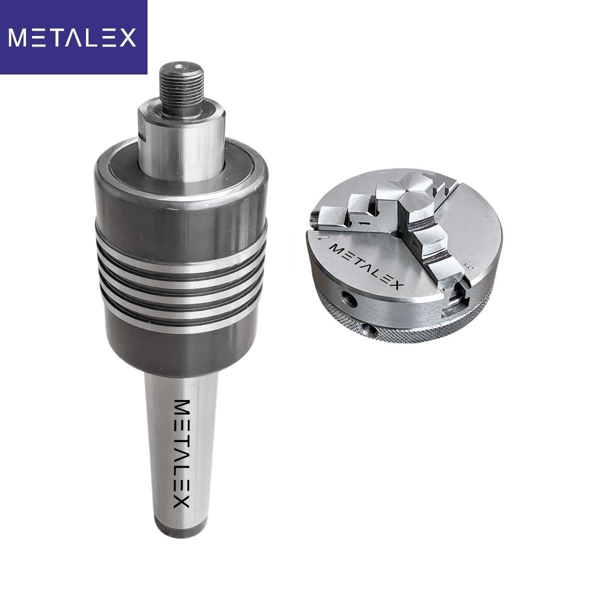 2-1/2″ 3 Jaw 2.5″ Self Centering Lathe Chuck MT4 Heavy Duty Revolving Center USA