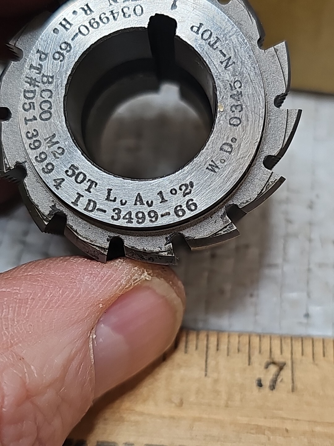 BCCO M2 GEAR HOB CUTTER 50T LA 1°2′ RH FIN N TOP 3/4 ARBOR EXCELLENT COND