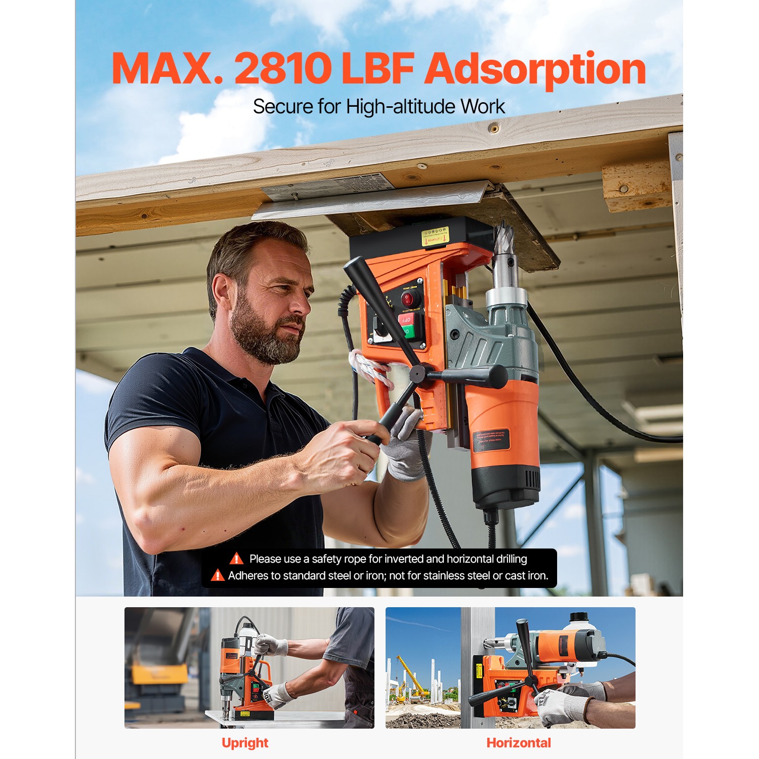 Uimoso Magnetic Drill 1450W 2810 lbf Portable Mag Drill Press 1.6 in Diameter