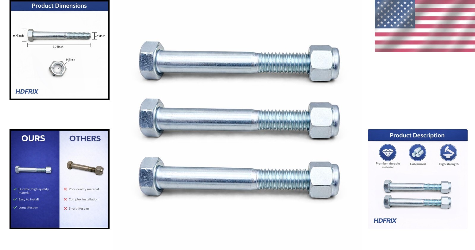 Durable Carbon Steel Shear Bolt Set with Nylock Nuts for Agricultural Machinery